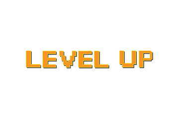 LEVEL UP icon pixel art .8 bit game. retro game. for game assets in vector illustrations on white background
