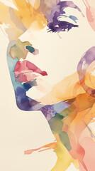  Abstract Watercolor Portrait in Vibrant Colors