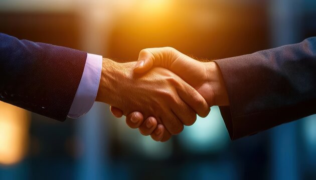 Hands shaking in a business agreement or partnership.
