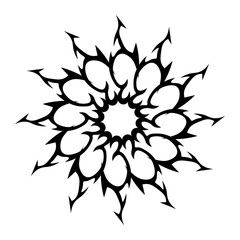 Y2k. Tattoo tribal vector design sketch. Single circle art pattern. Designer isolated abstract element for arm, leg , shoulder men and women on white background.
