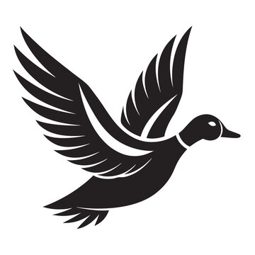 recommend clip art: Flying mallard duck silhouette vector illustration