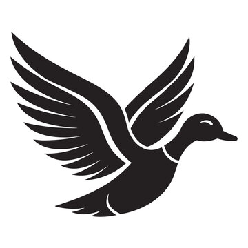 recommend clip art: Flying mallard duck silhouette vector illustration