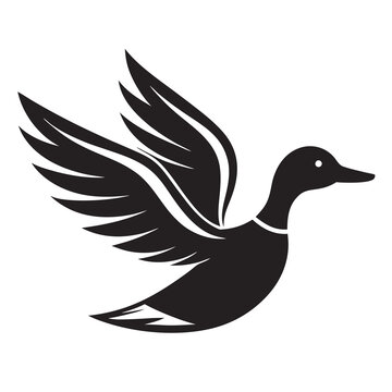 recommend clip art: Flying mallard duck silhouette vector illustration