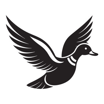 recommend clip art: Flying mallard duck silhouette vector illustration
