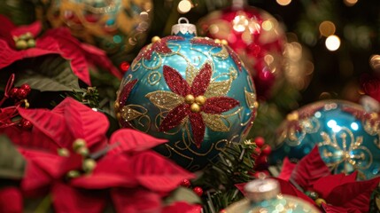 Fototapeta premium Seasonal Decorations: Items including themed floral picks and ornaments that add festive charm to seasonal holidays and special occasions. 