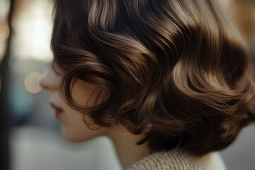Naklejka premium Elegant brown wavy hairstyle