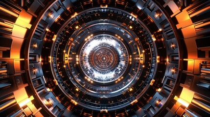 Fototapeta premium Abstract art shows a circle. The backdrop is geometric and textured.