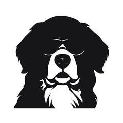 Cool Canine: Bernese Mountain Dog in Sunglasses Silhouette – Transparent Background, Vector Logo