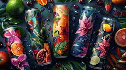 Energy Drinks: Sleek cans of high-caffeine energy drinks that deliver a quick energy boost, available in various flavors such as tropical, citrus, and berry.
