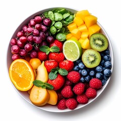 Colorful Fresh Fruits and Vegetables in a Bowl