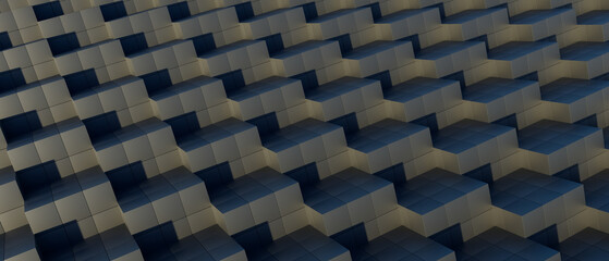 Fototapeta premium 3d render illustration A close up of a black and grey cube pattern