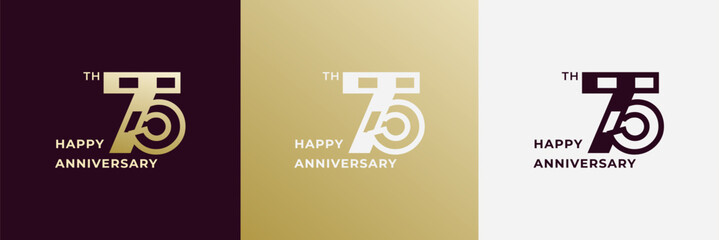 Logo 75th, 75 years anniversary, Creative design template for celebration, birthday and invitation. Editable file