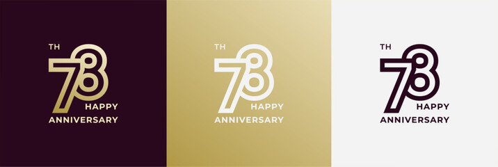 Logo 78th, 78 years anniversary, Creative design template for celebration, greeting and invitation. Editable file
