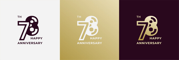 Logo 78th, 78 years anniversary, Creative template for celebration, birthday, greeting and invitation. Editable file