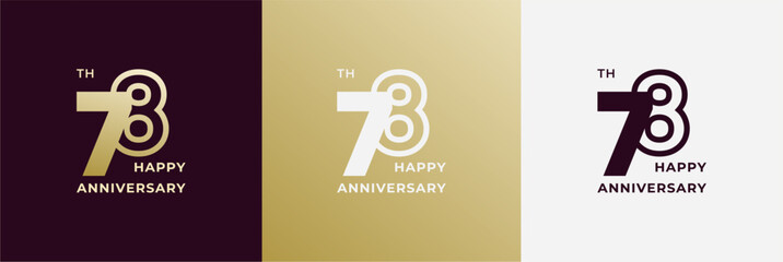 Logo 78th, 78 years anniversary, Creative design template for celebration, birthday, greeting. Editable file