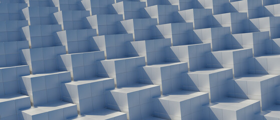 3d render illustration The image is a close up of a white building with many white blocks