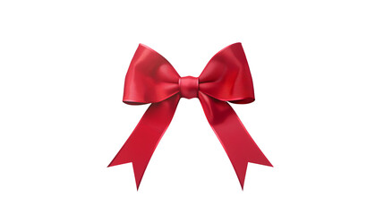 red ribbon bow Christmas festival, birthday, anniversary, on transparent background 