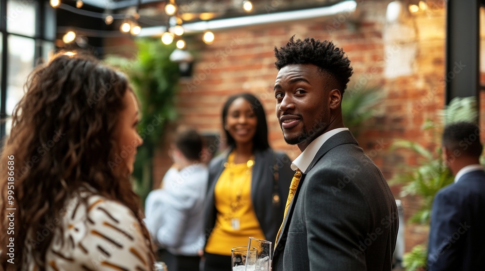 Poster professional networking event with stylish attire