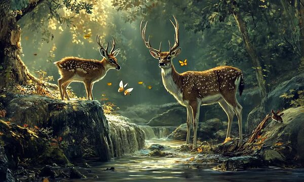 Two Deer in a Forest