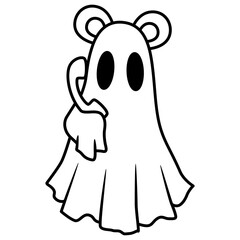 Cute Mouse Ghost Halloween Outline