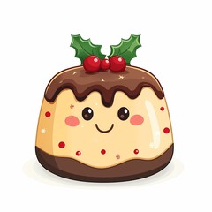 Adorable Christmas Pudding with Holly Decoration
