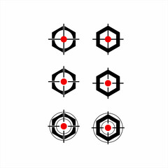 Target icon logo set design with circle and hexagon.
