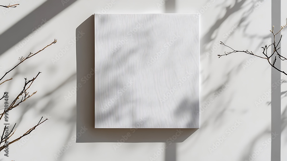 Poster white canvas with branch shadows