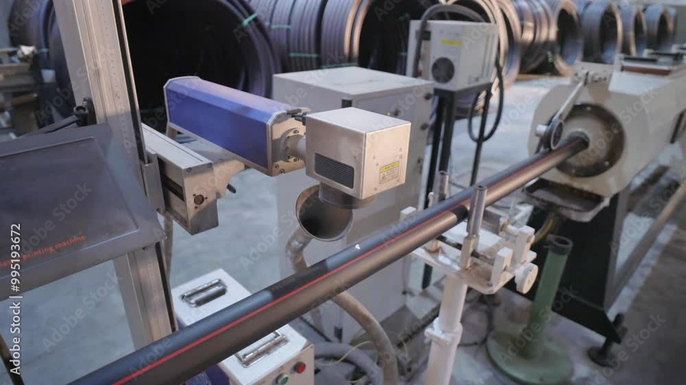 Poster automation in a karachi factory using laser technology to inspect pvc pipes.