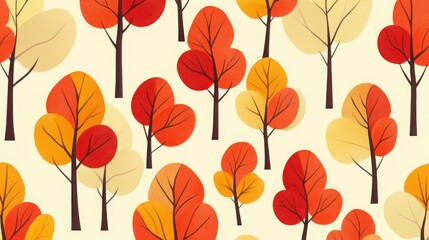  stylized trees in autumn colors, with red, orange, and yellow leaves.