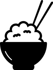 Rice in a bowl icon for graphic design, logo, web site, social media, mobile app, illustration