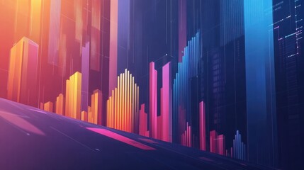 A sleek business background with flat geometric illustrations of charts and graphs, perfect for financial presentations