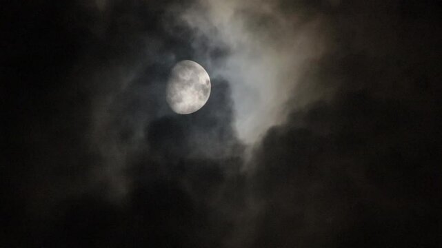 moo and  clouds at night