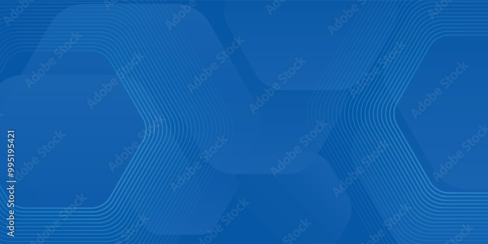 Poster modern abstract blue background with glowing geometric lines. blue gradient hexagon shape design. fu