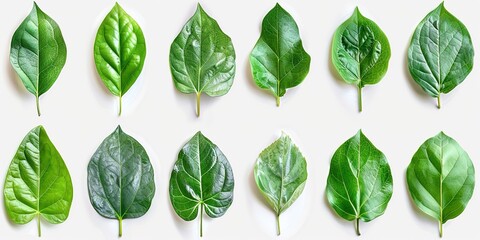 green leaves isolated on white