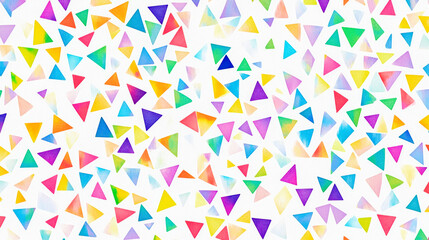 Watercolor rainbow triangles seamless pattern on white background