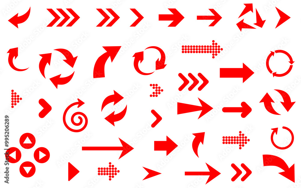 Poster arrow vector red icon button collection pointer abstract symbol cursor infographic sign orientation 