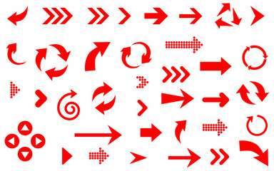 Arrow vector red icon button collection pointer abstract symbol cursor infographic sign orientation line computer digital navigation mouse web
