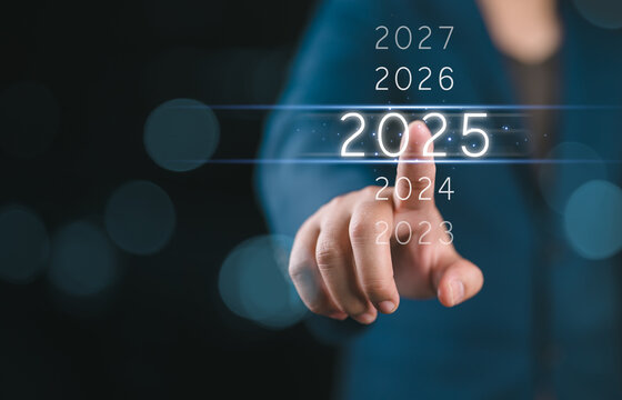 Businessman touching on number 2022 for preparation and change to merry Christmas and happy new year.