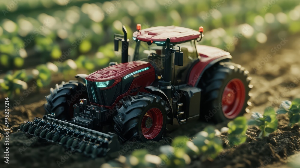 Poster farming in the digital age: advanced tractor technology enhances precision and efficiency on a futur