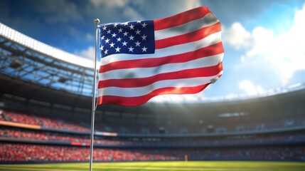 Flag of USA in sport stadium