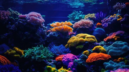 Naklejka premium A mesmerizing underwater scene showcasing colorful coral formations