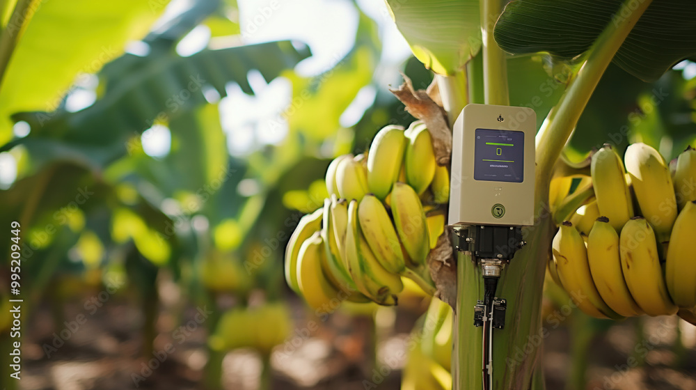 Poster smart devices in agriculture can optimize banana harvests by monitoring growth conditions. this tech