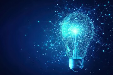 AI-Generated Light Bulb with Blue Background