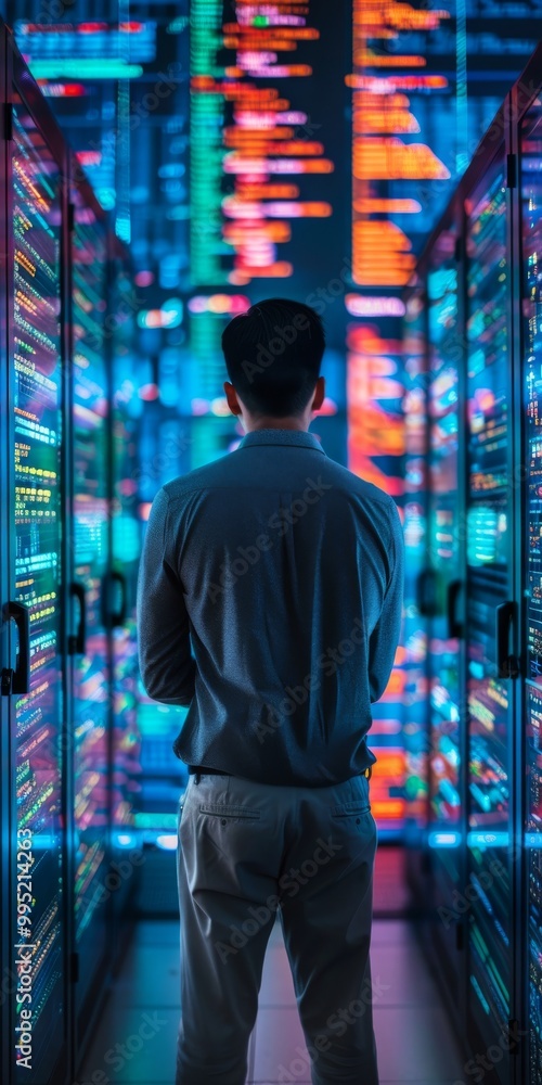 Poster data analytics process seen from behind.