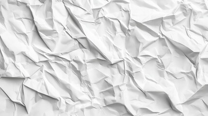 Obraz premium Crumpled white paper texture, glued poster pattern with wrinkles for mockup, abstract background