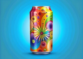 Obraz premium Bright and lively clipart of a beverage can, perfect for packaging design, advertising, and creative projects. Add a