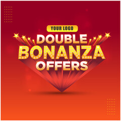 Bonanza Offer, Sale 3D Logo Label Design. Advertising, Marketing, Promo, Sale, Double, Discount