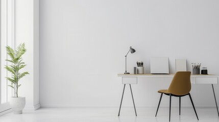 Stylish Minimalist Home Office with Simple Desk