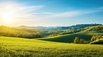 Serene Rolling Hills in Picturesque Countryside Landscape