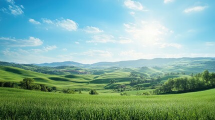 Obraz premium Serene Rolling Hills in a Picturesque Countryside View